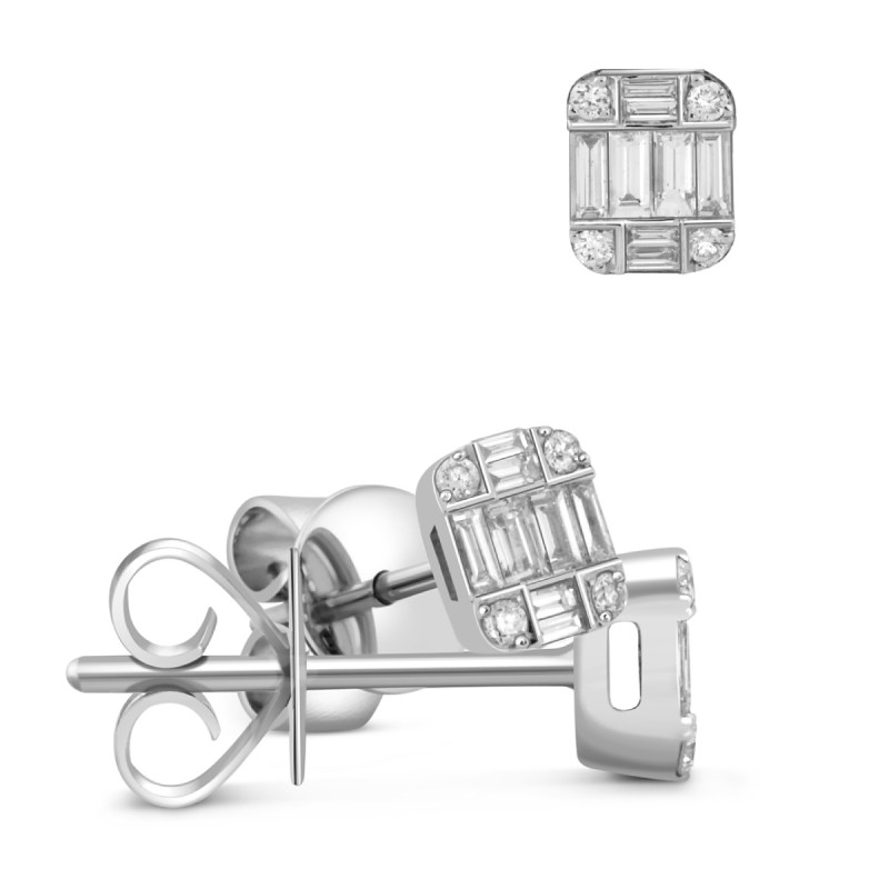 Серьги пусеты из белого золота с бриллиантами (041141)