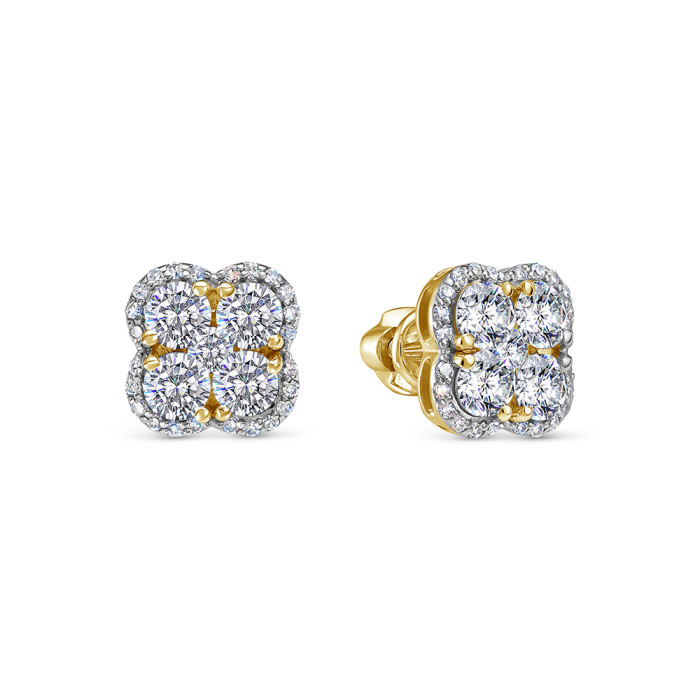 Серьги пусеты из жёлтого золота с бриллиантами (054743)