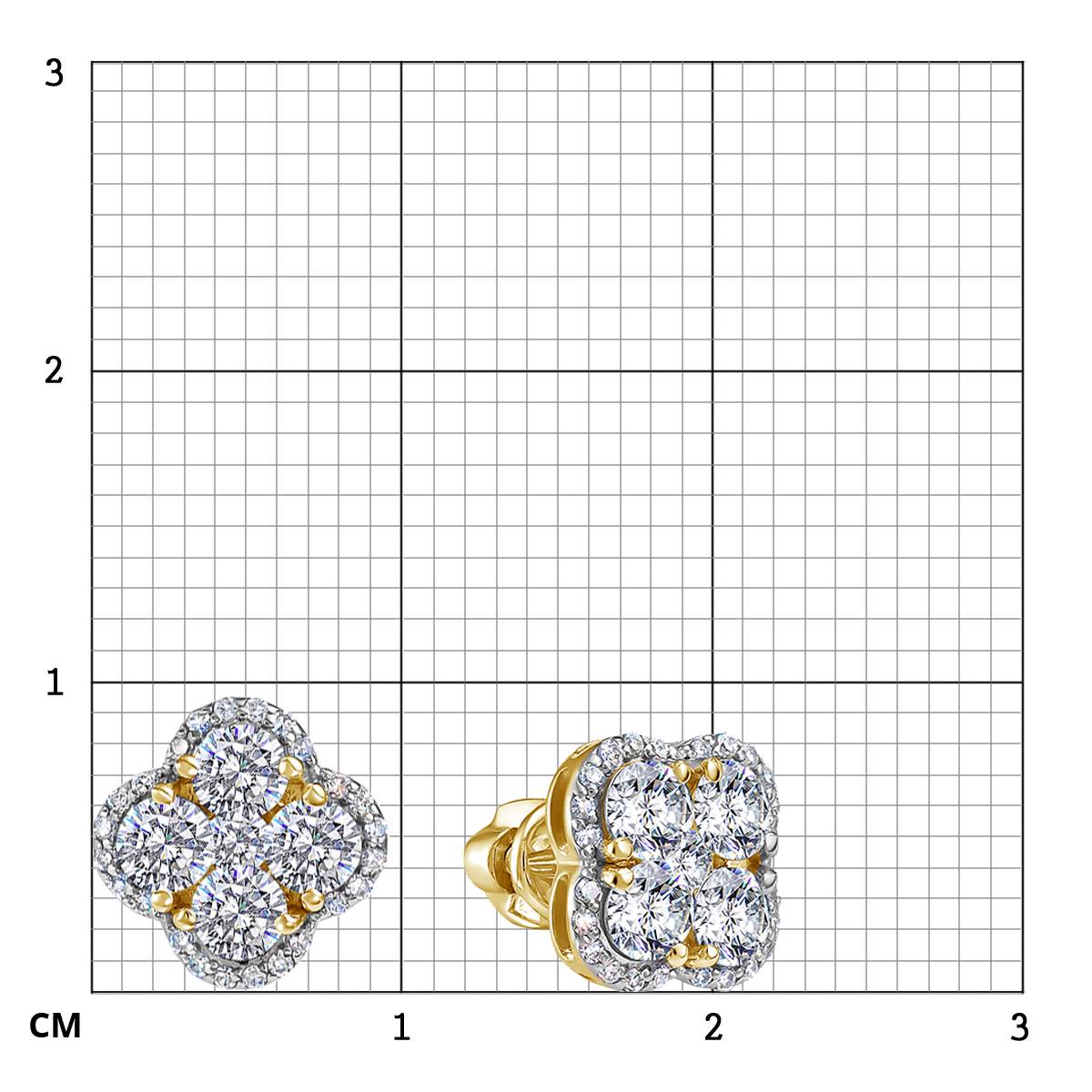 Серьги пусеты из жёлтого золота с бриллиантами (054743)