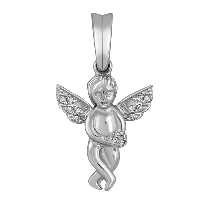 Кулон из белого золота с бриллиантами "Ангел" (048509)