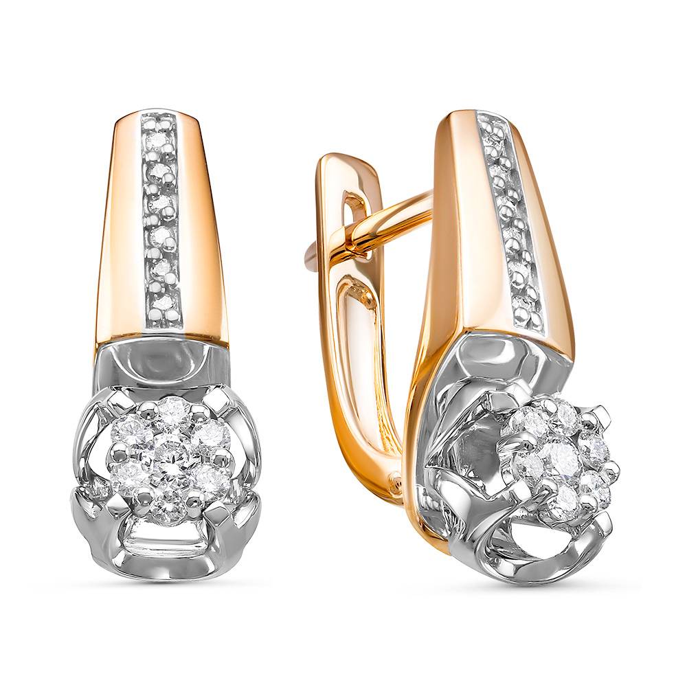 Серьги из комбинированного золота с бриллиантами (050506)