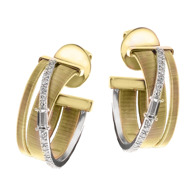 Серьги из комбинированного золота с бриллиантами (050722)