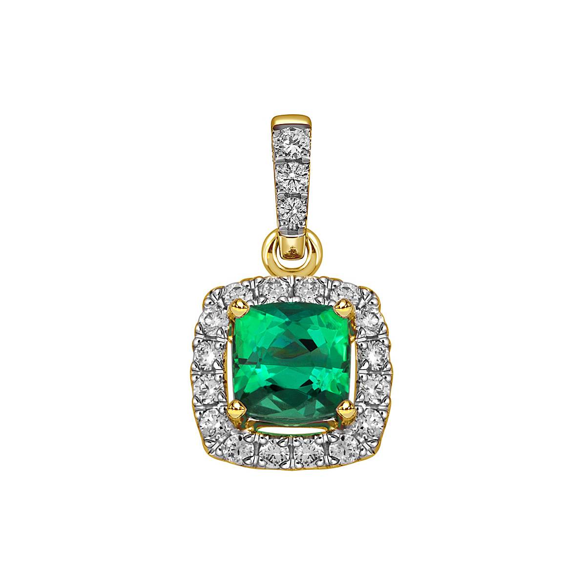 Кулон из жёлтого золота с бриллиантами и зелёным турмалином (059510)