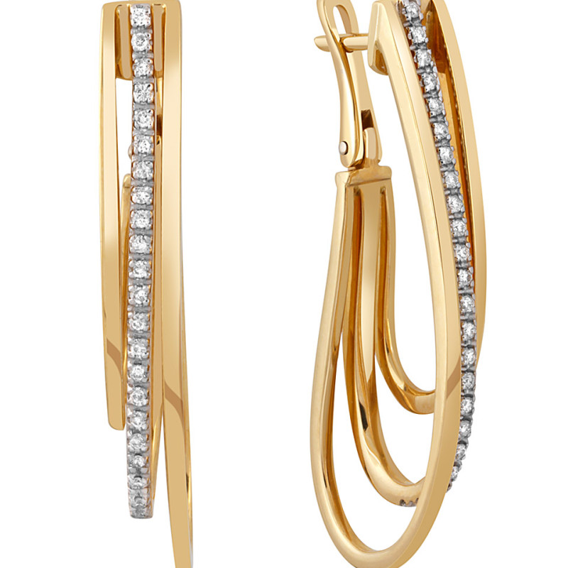 Серьги из жёлтого золота с бриллиантами (025766)