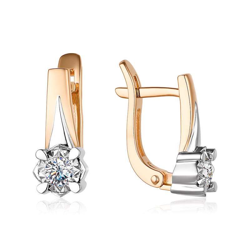 Серьги из комбинированного золота с бриллиантами (053043)