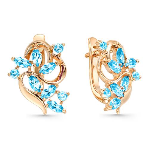 Серьги из красного золота с топазами (040279)