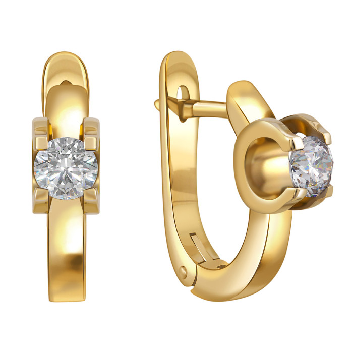 Серьги из жёлтого золота с бриллиантами (014392)