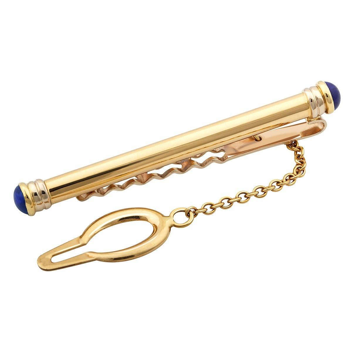 Зажим для галстука из жёлтого золота с лазуритом (023023)