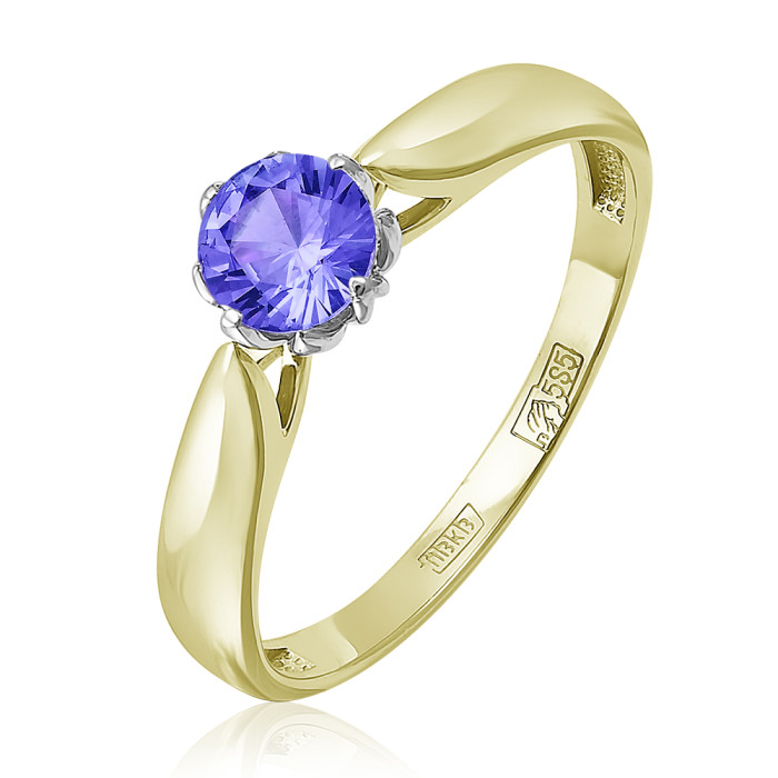 Помолвочное кольцо из жёлтого золота с танзанитом (052841)