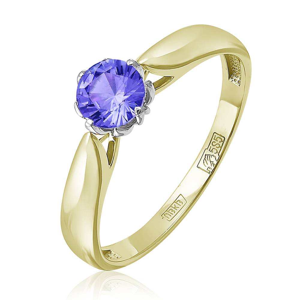 Помолвочное кольцо из жёлтого золота с танзанитом (052841)
