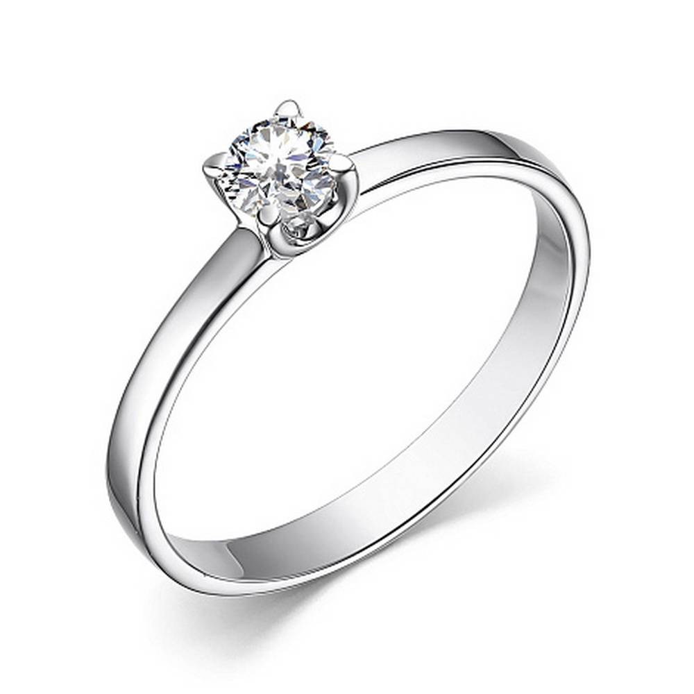 Помолвочное кольцо из белого золота с бриллиантом (053676)