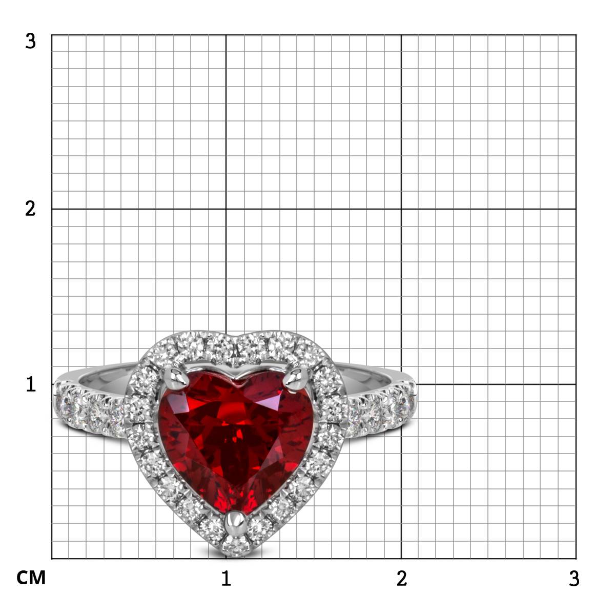 Помолвочное кольцо из белого золота с бриллиантами и гранатом 