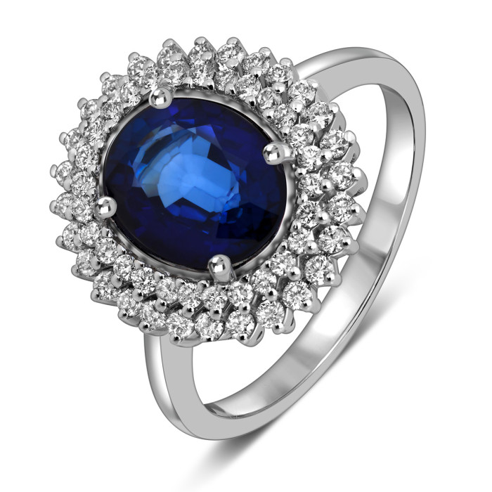 Кольцо с сапфиром из белого золота (012495)