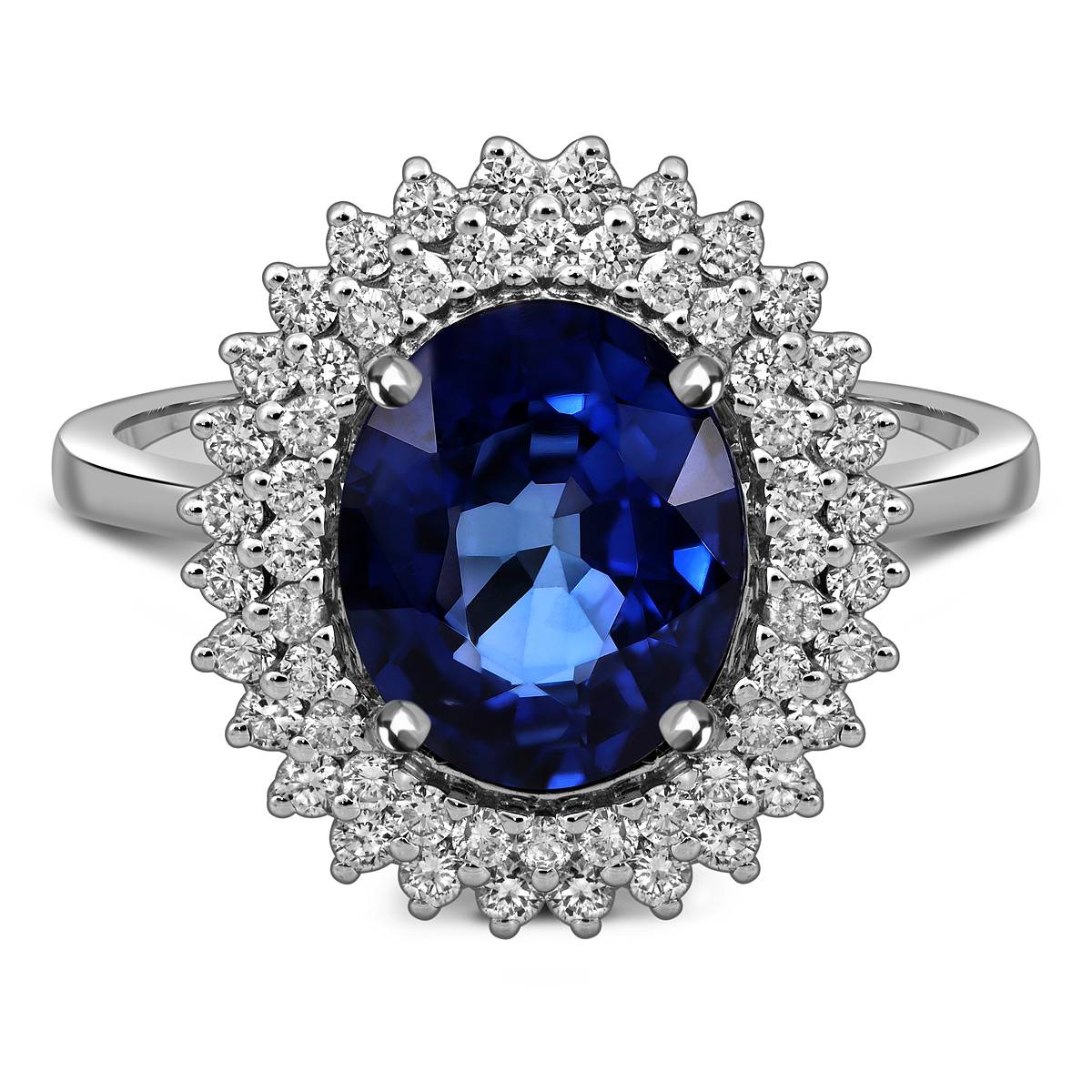 Кольцо с сапфиром из белого золота (012495)