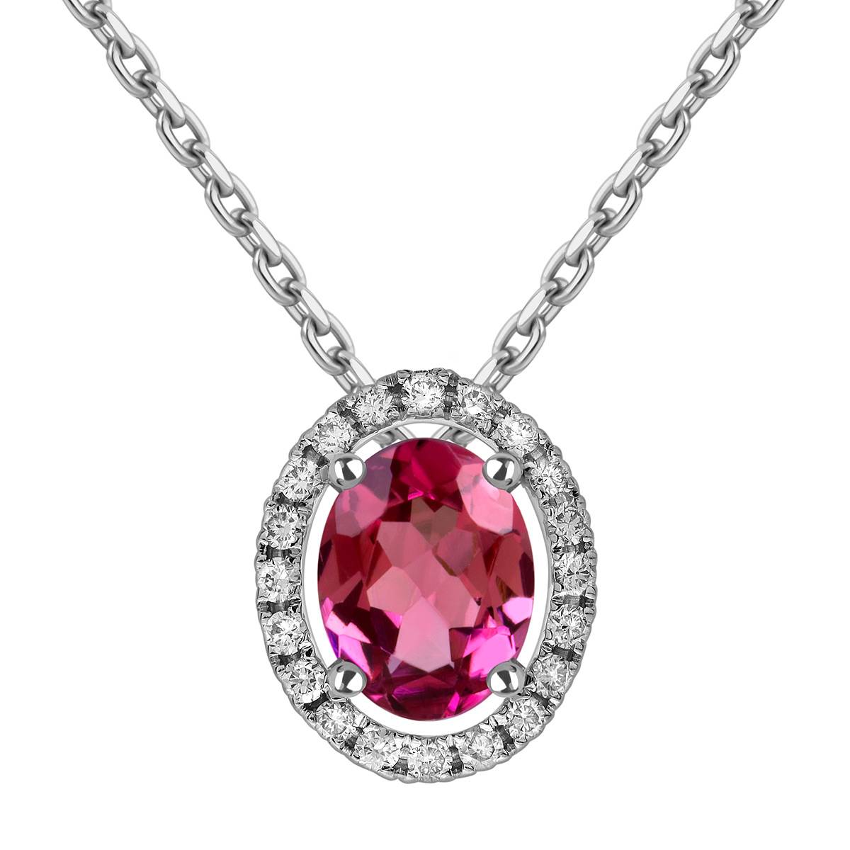 Колье белого золота с бриллиантами и турмалином (061064)