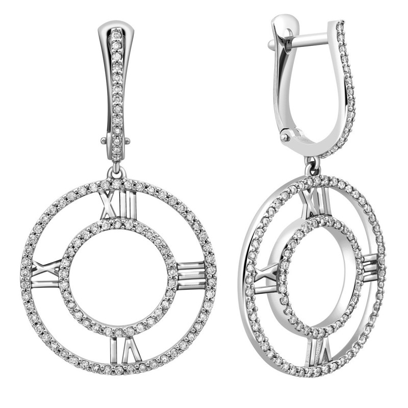 Серьги из белого золота с бриллиантами (023213)