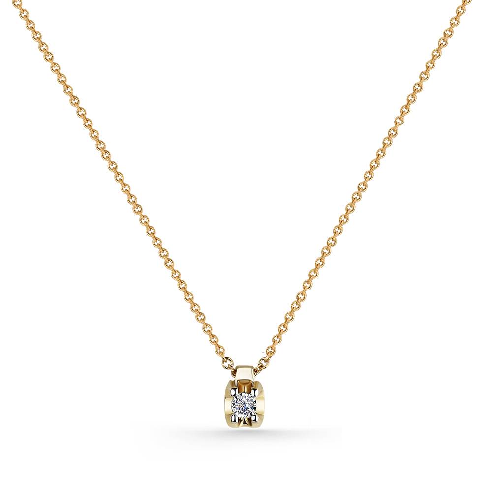 Колье из жёлтого золота с бриллиантом (052712)