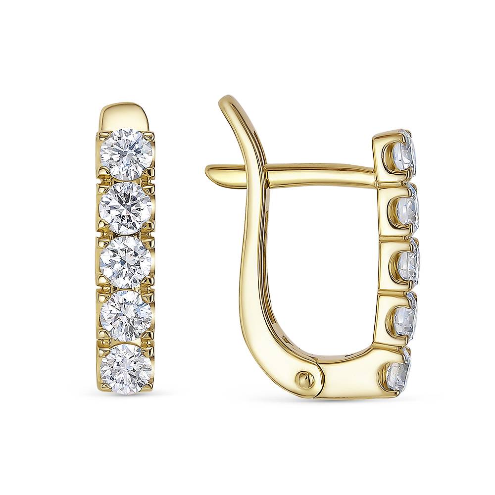 Серьги из жёлтого золота с бриллиантами (052824)