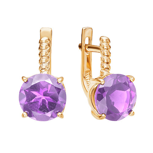 Серьги из красного золота с аметистами (040847)