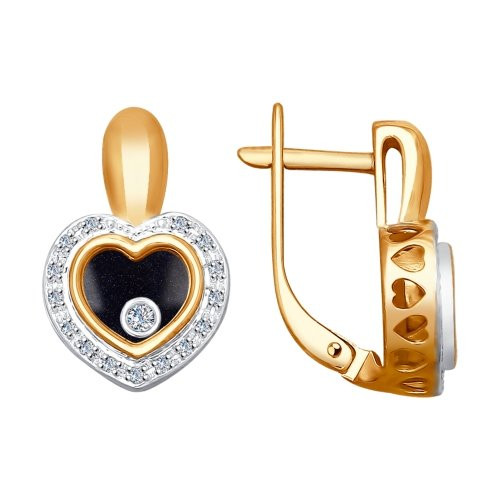 Серьги из комбинированного золота с бриллиантами (029543)