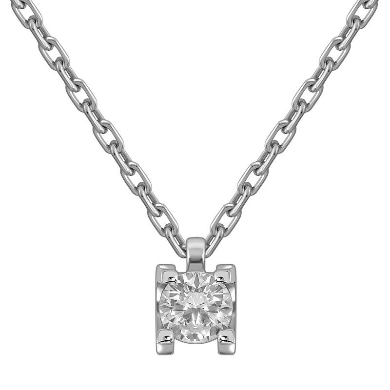 Колье из белого золота с  бриллиантом (055545)