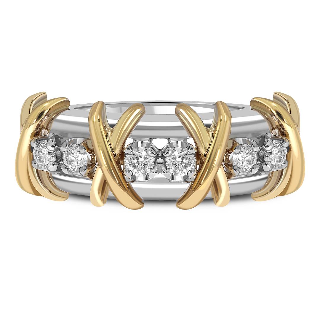 Кольцо из комбинированного золота с бриллиантами (049745)