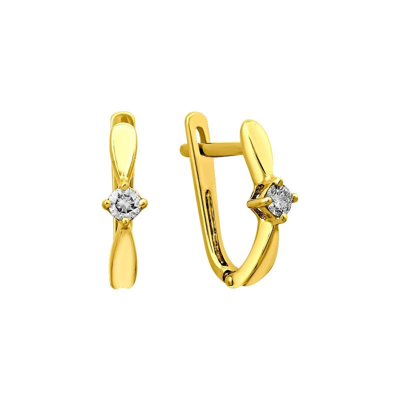 Серьги из жёлтого золота с бриллиантом (028165)