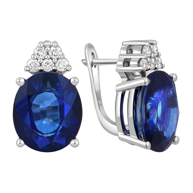 Серьги из белого золота с бриллиантами и сапфирами (049244)