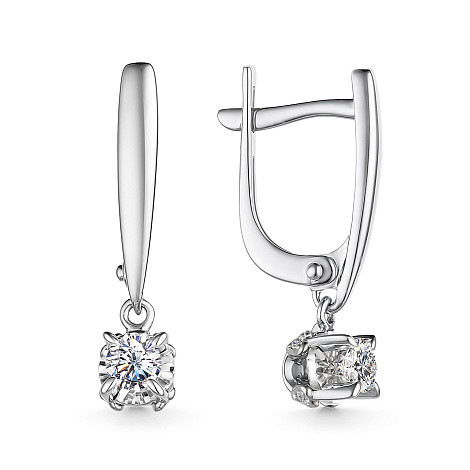 Серьги из белого золота с бриллиантами (053680)