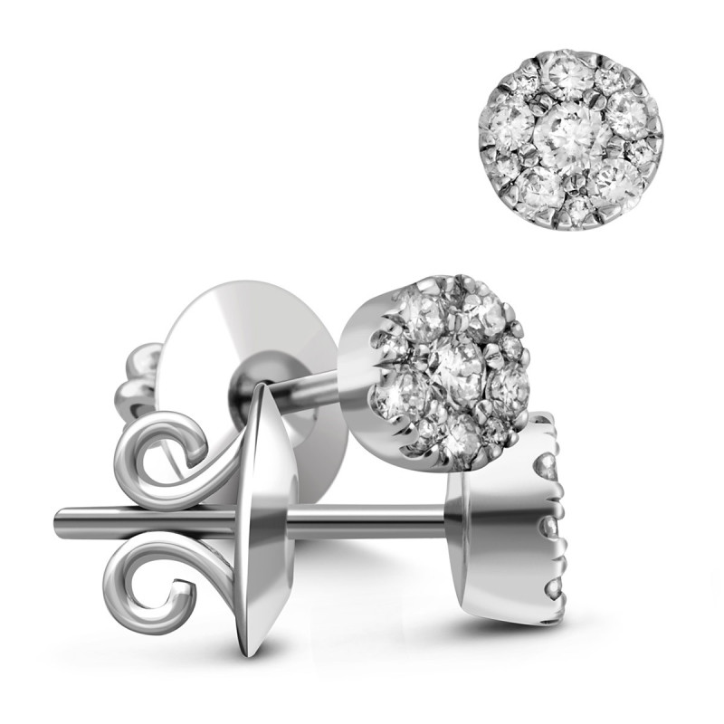 Серьги пусеты из белого золота с бриллиантами (025377)