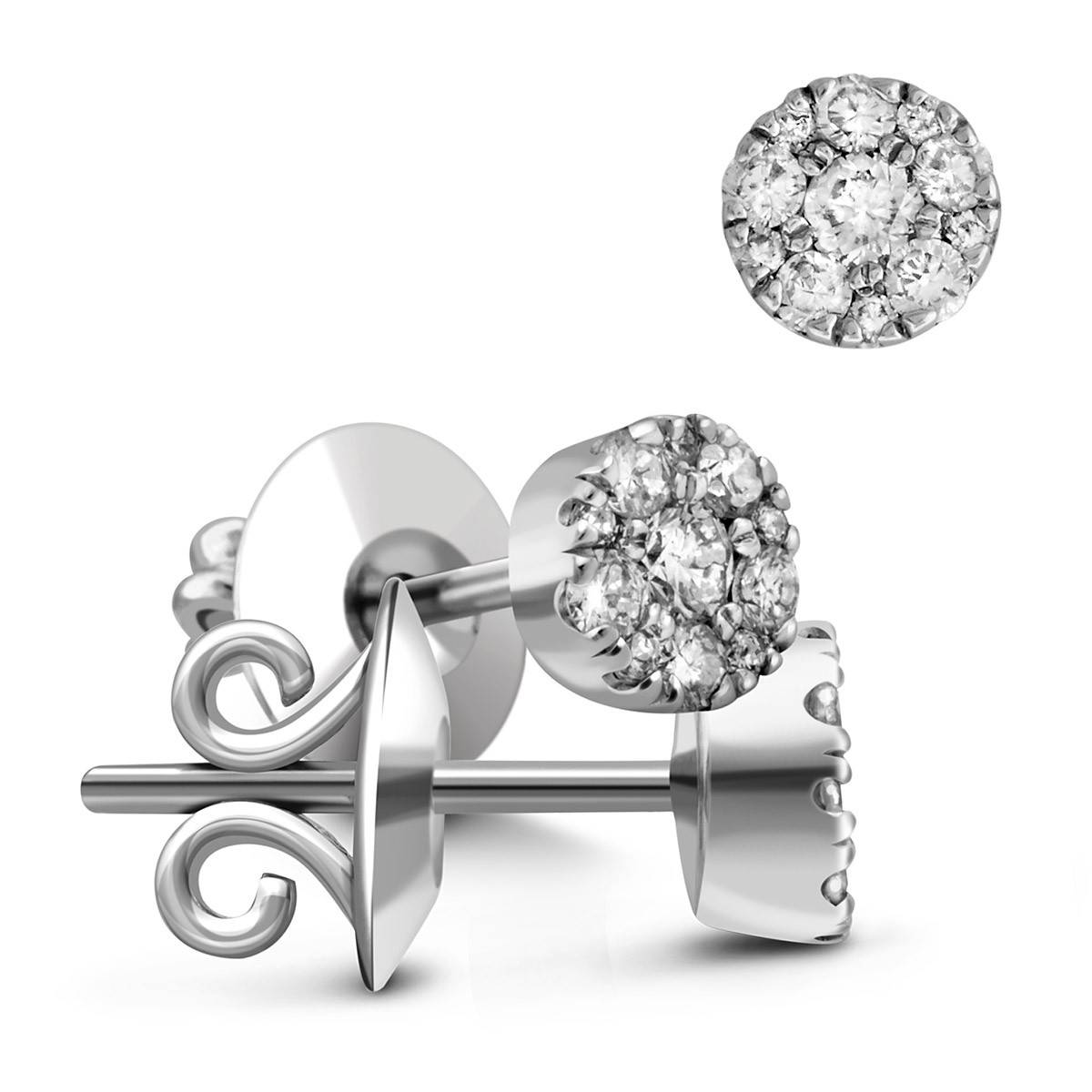 Серьги пусеты из белого золота с бриллиантами (025377)