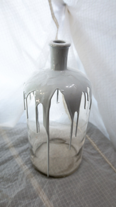 Авторская напольная ваза “URBIORBI” (авторская глазурь, винтажная бутылка 19 век) (061225)