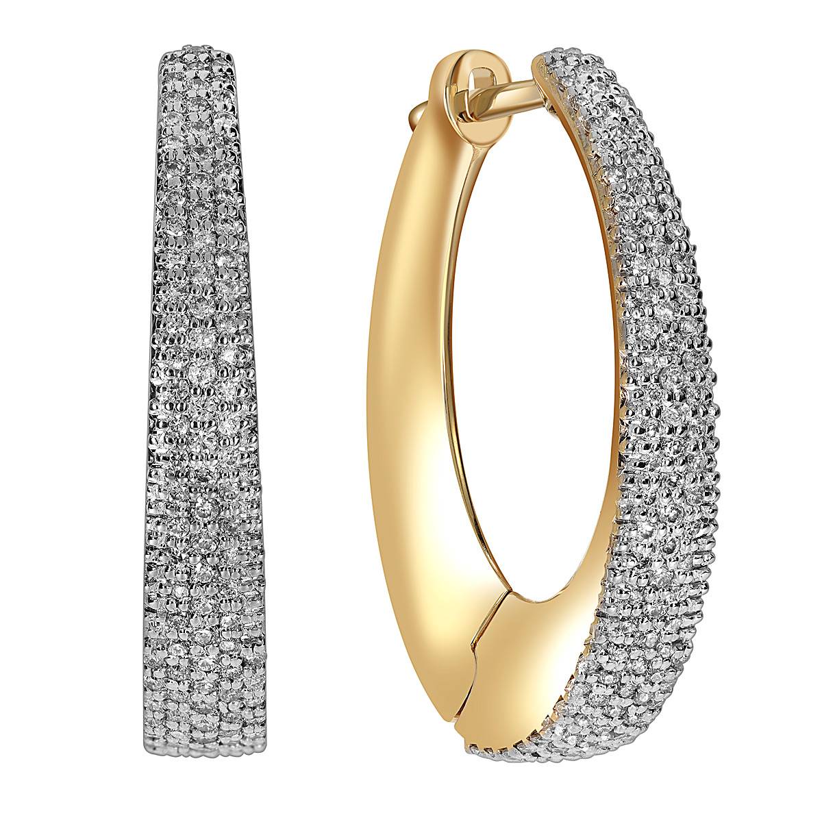 Серьги конго из жёлтого золота с бриллиантами (051977)