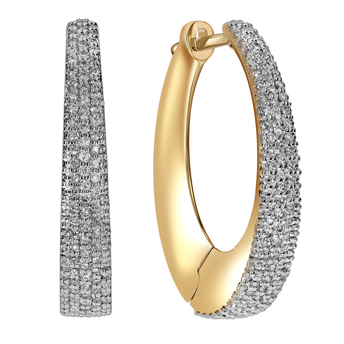 Серьги конго из жёлтого золота с бриллиантами (051977)