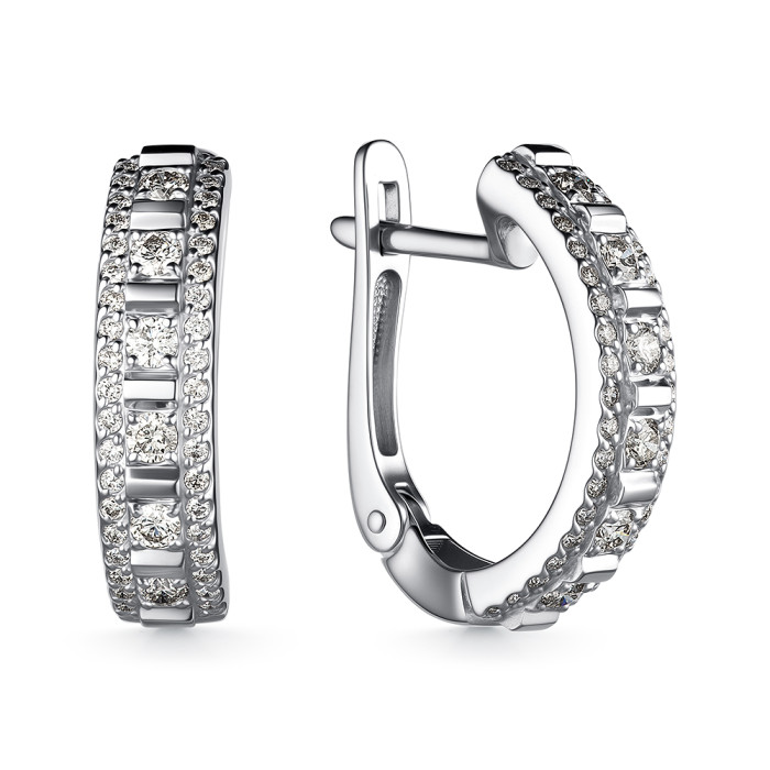 Серьги из белого золота с бриллиантами (060502)