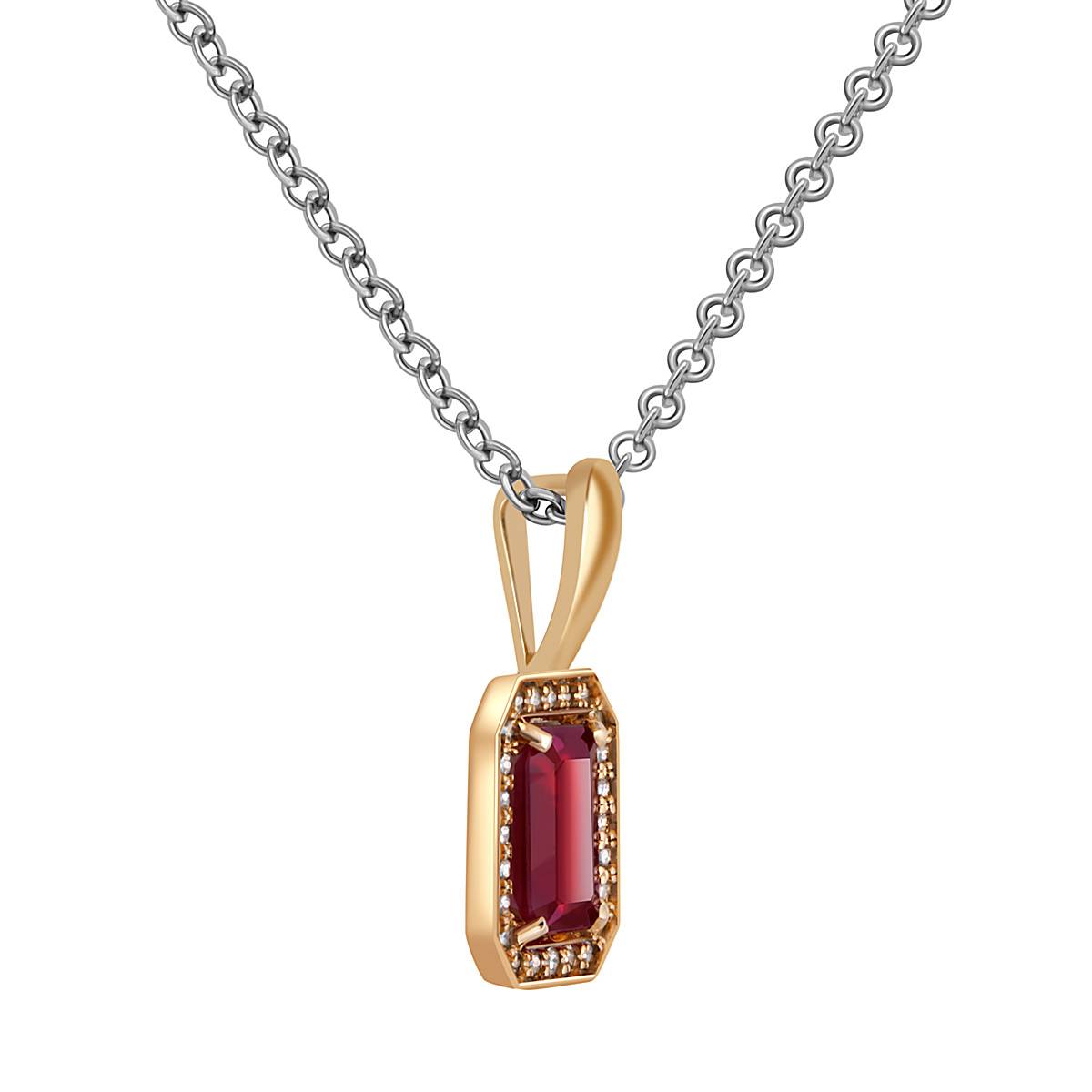 Кулон из красного золота с бриллиантами и рубином (045525)
