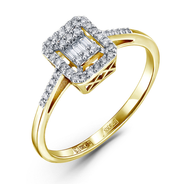 Кольцо из жёлтого золота с бриллиантами  (060897)