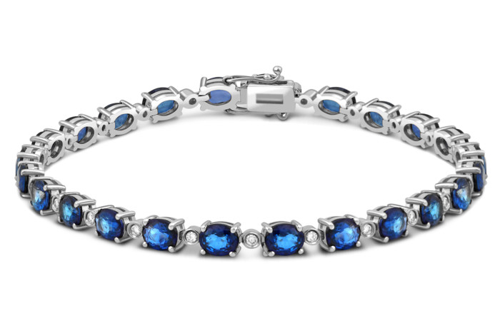 Браслет из белого золота с бриллиантами и сапфирами (035741)