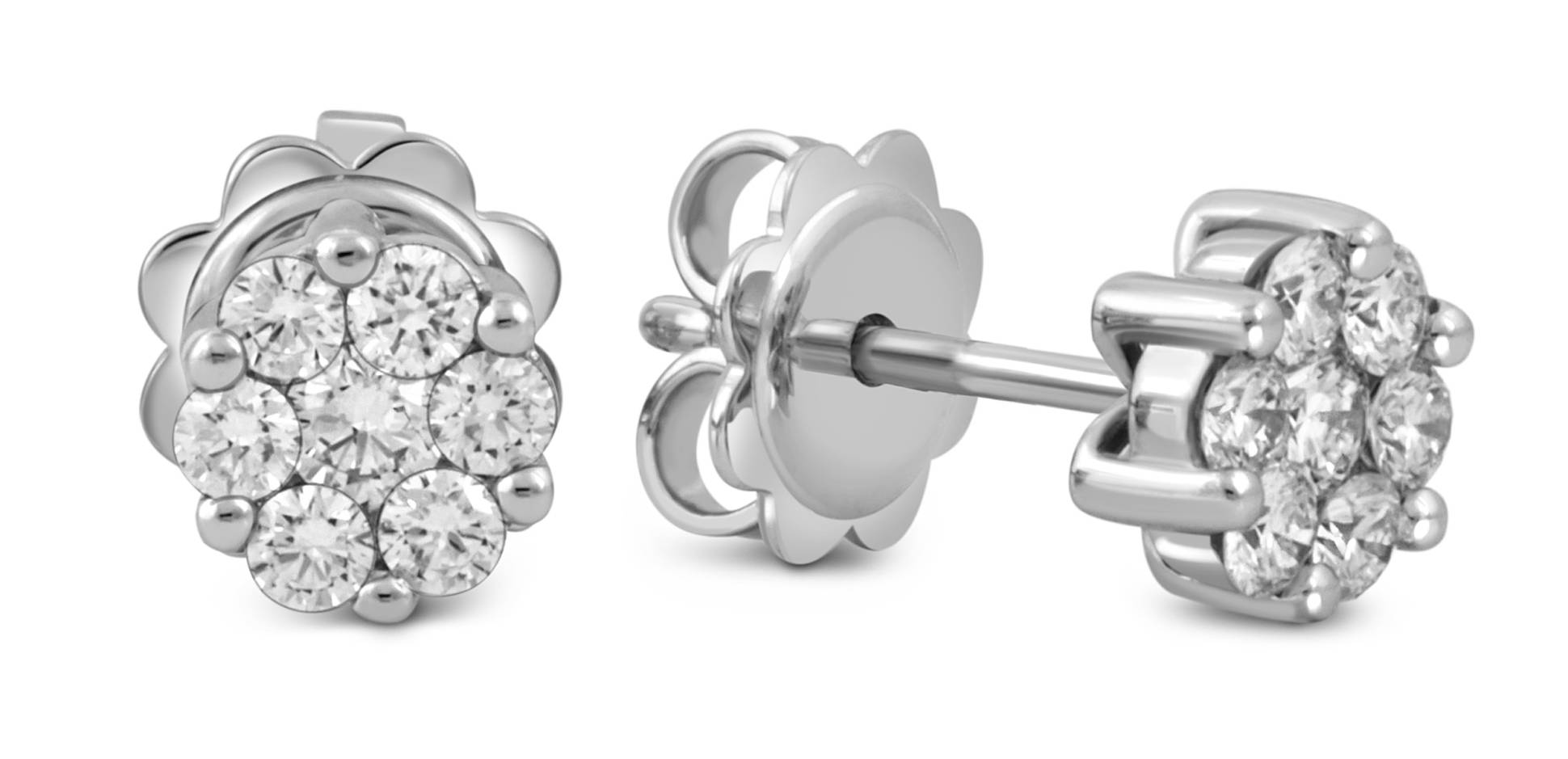 Серьги пусеты из белого золота с бриллиантами 