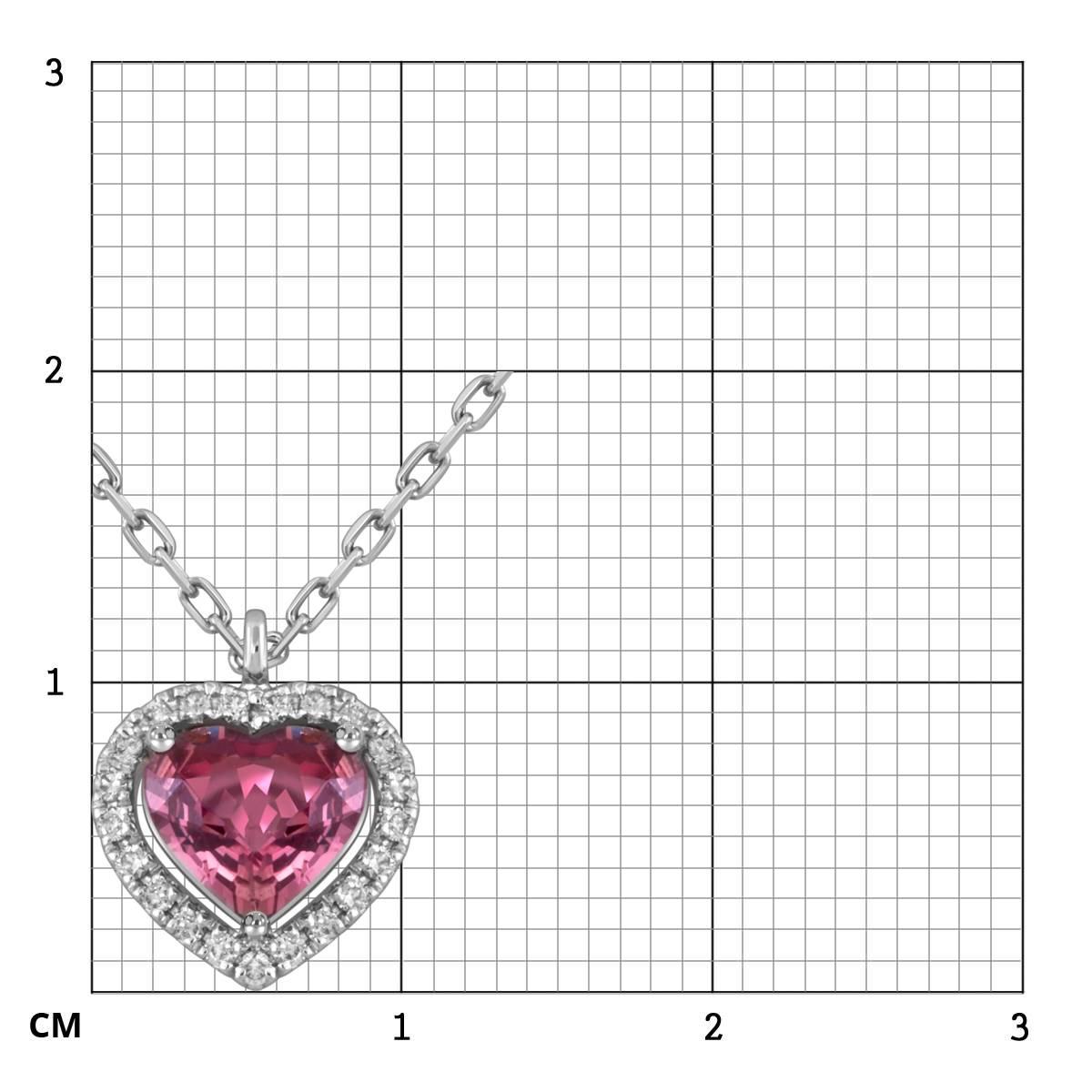Колье из белого золота с бриллиантами и розовым турмалином Сердце (053788)