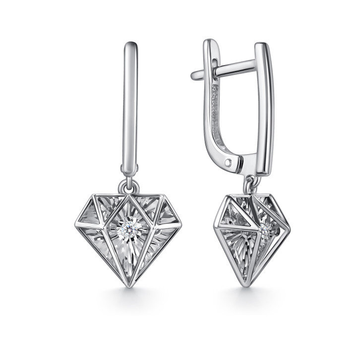 Серьги из белого золота с бриллиантами (063050)