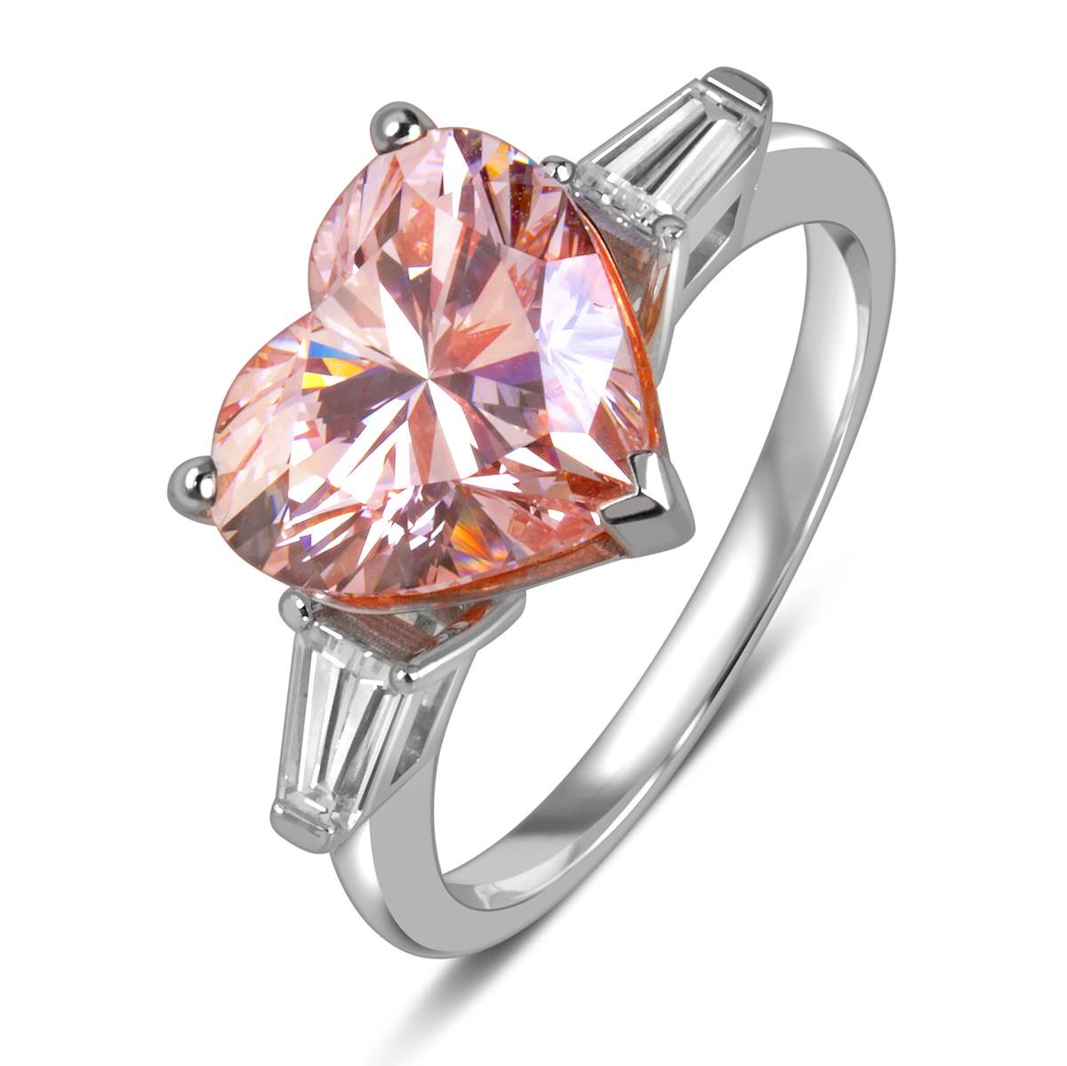 Помолвочное колье из белого золота с розовым бриллиантом 