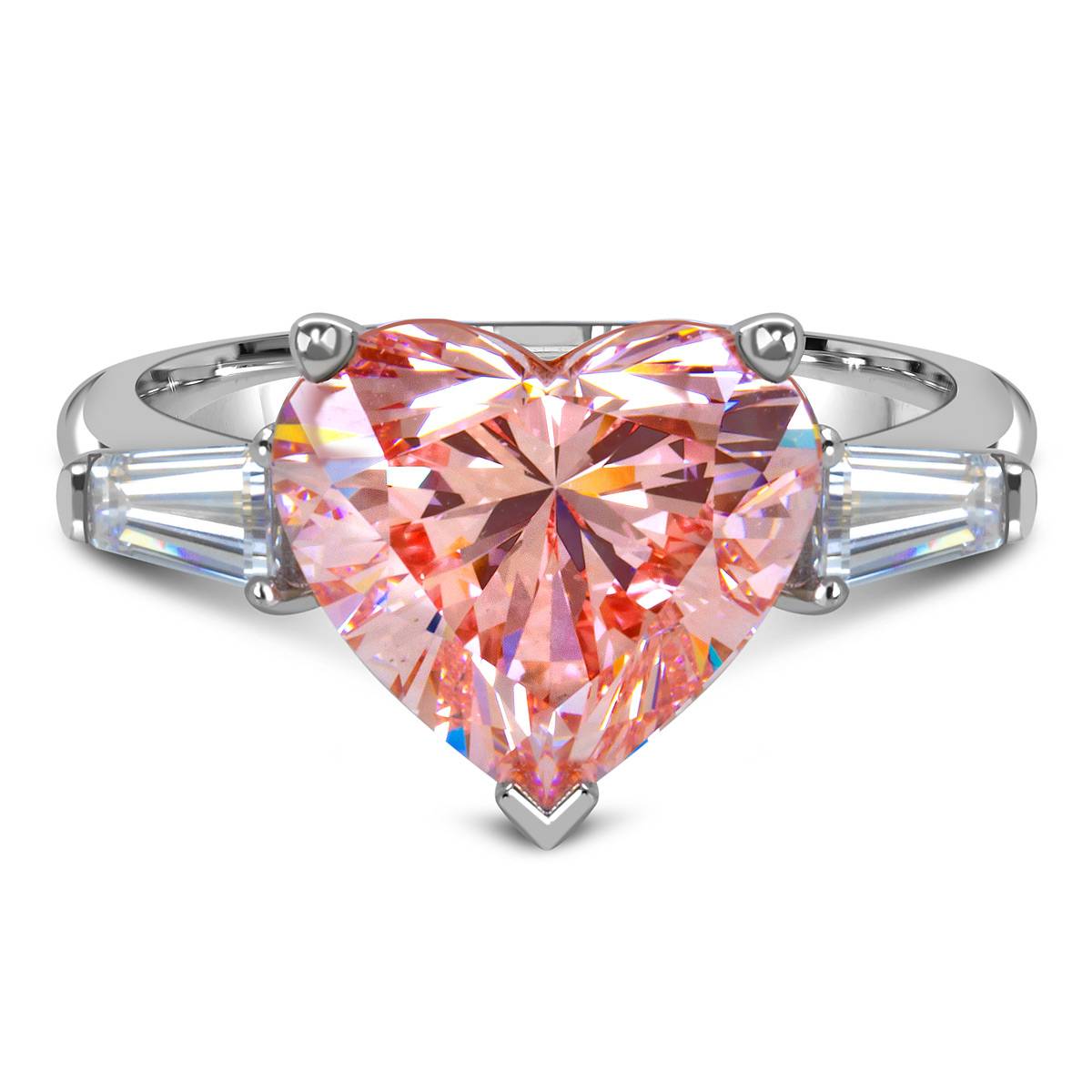 Помолвочное колье из белого золота с розовым бриллиантом 