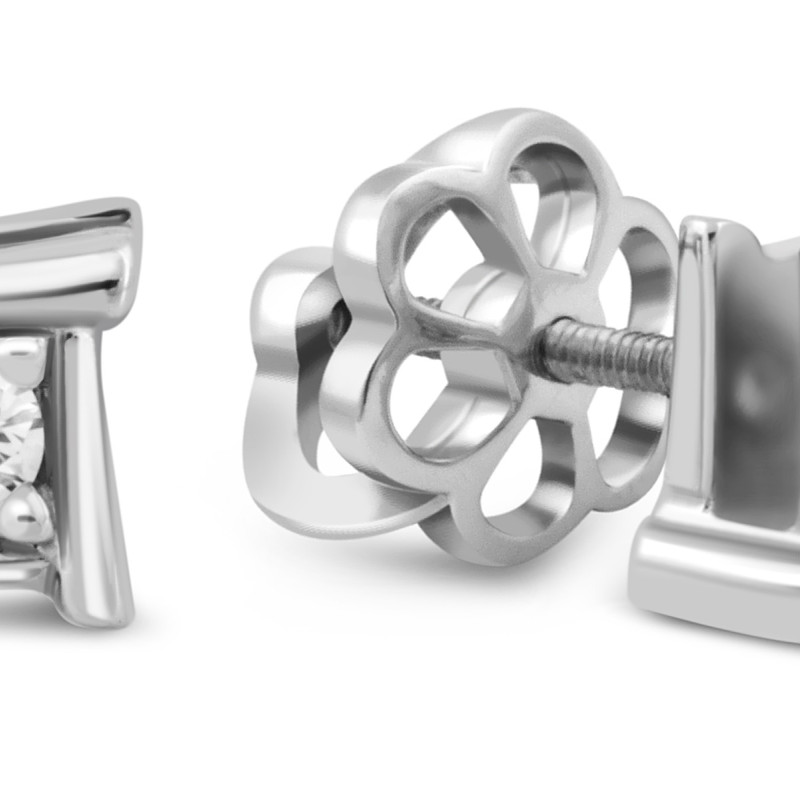 Серьги пусеты из платины с бриллиантами (048367)