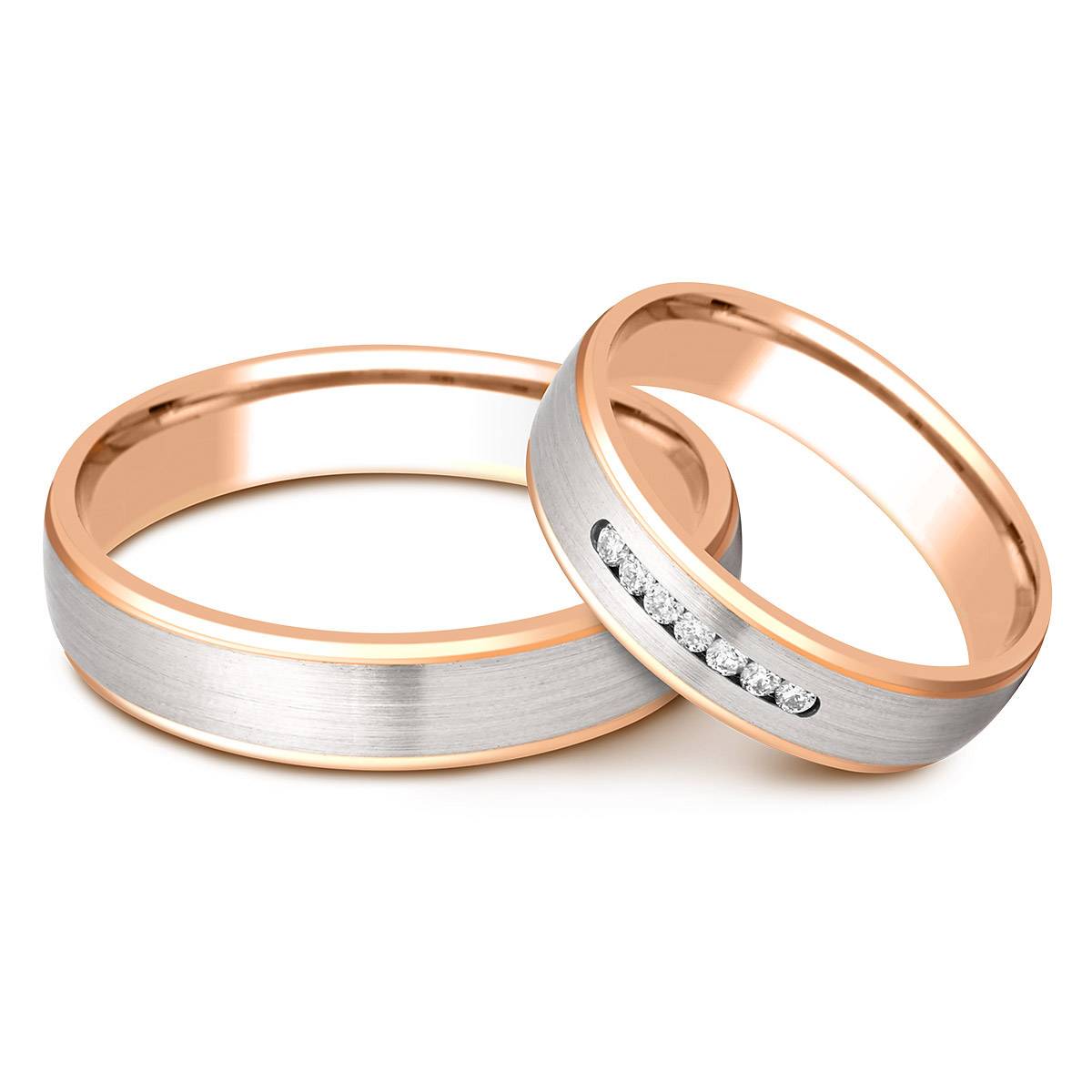 Обручальное кольцо из комбинированного золота с бриллиантами (002325)