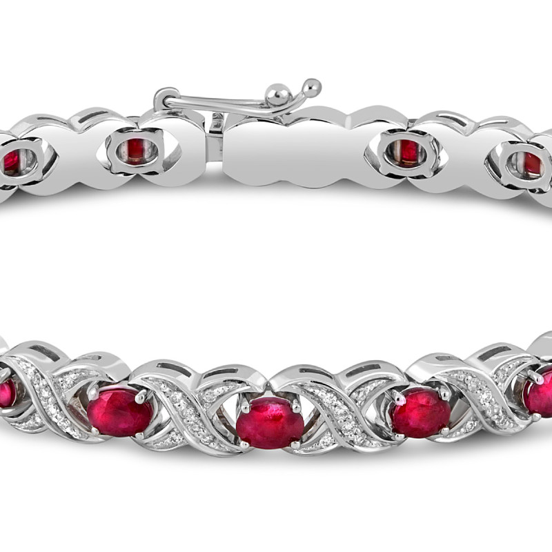 Браслет из белого золота с бриллиантами и рубинами (049512)