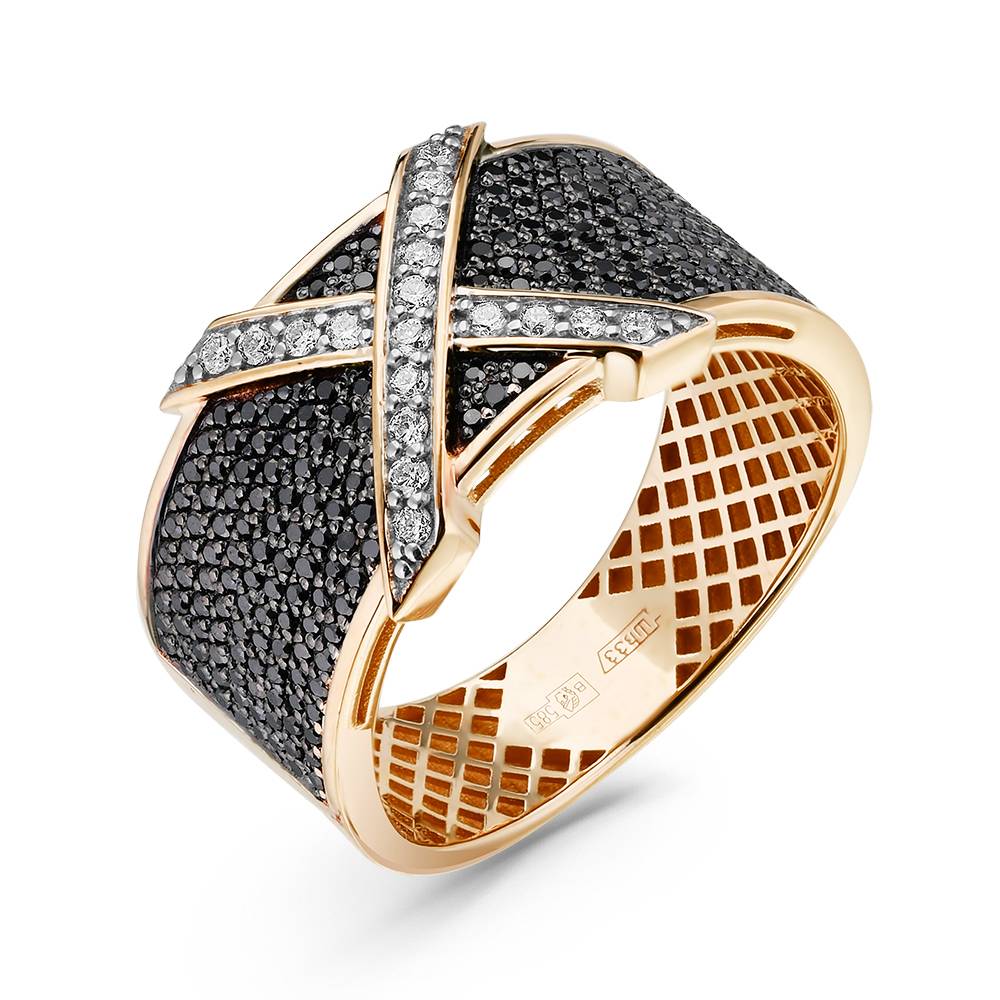 Кольцо из красного золота с бриллиантами (052934)