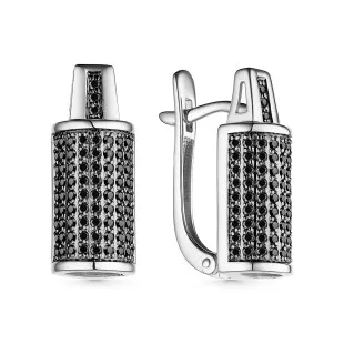 Серьги из белого золота с чёрными бриллиантами (057754)
