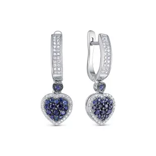 Серьги из белого золота с бриллиантами и сапфирами (060398)