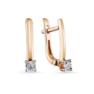 Серьги из красного золота с бриллиантами (052985)